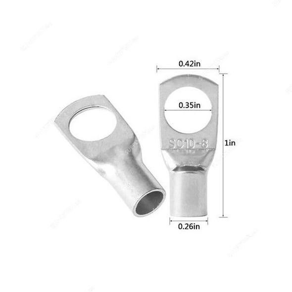 Cable Lug, Copper, 10 SQ.MM x 8MM Stud Size, Tin Plated, 100 Pcs/Pack