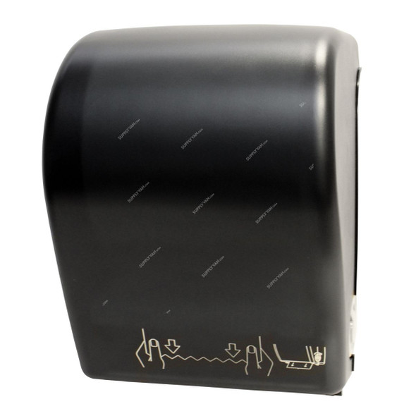 Alwin Mechanical Auto-Cut Roll Towel Dispenser, TD0201, 38.15CM Height x 22.80CM Width, Black