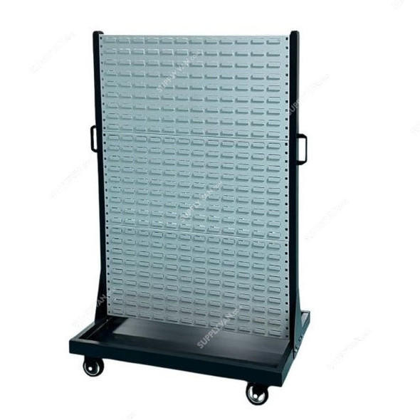 Excellent Plastic Double Side Louvre Panel Rack With Wheel, EP-7035, 156CM Height x 96CM Width, Grey