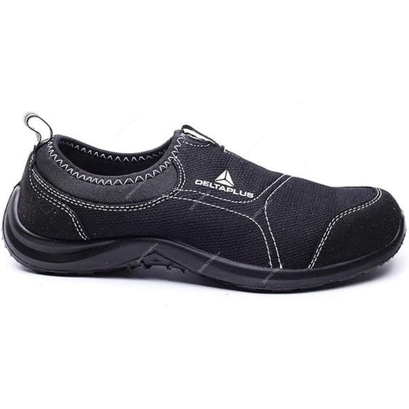 Delta Plus Miami S1P Canvas Slip On Steel Toe Safety Shoes, Polyester/Cotton, Size39, Black