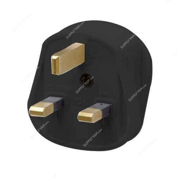 RR Fused Rewireable Plug Top With Screw Type Cord Drip, W9005BK, 13A, 3 Pin, Black, 10 Pcs/Pack