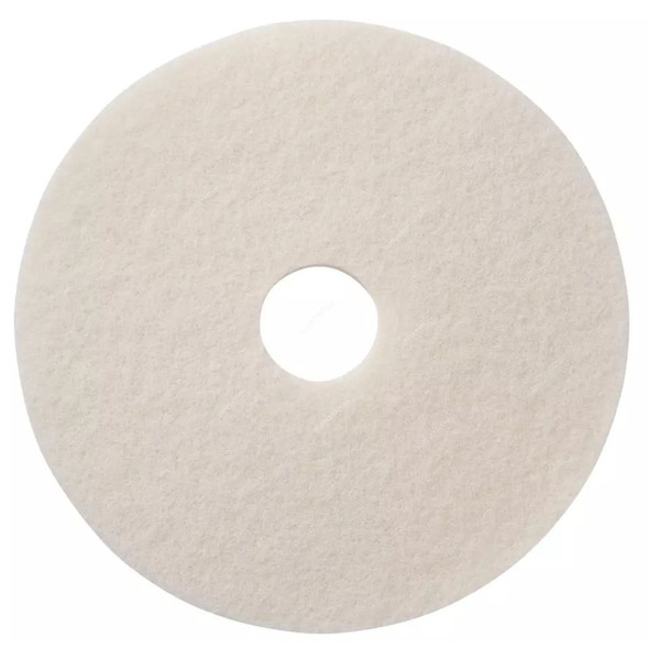 Taski Buffing Americo Cleaning Pad, 17 Inch Dia, White, 5 Pcs/Pack
