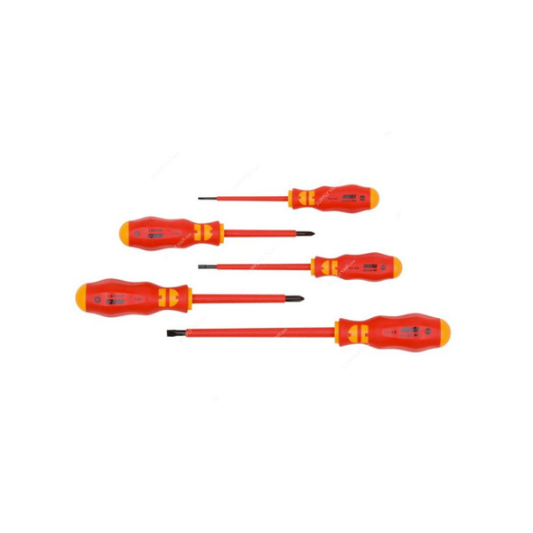 Wurth Insulated Phillips/Slotted Screwdriver Set, 61396325, Zebra, 5 Pcs/Set