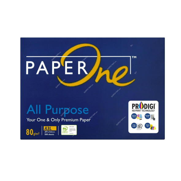 PaperOne All Purpose Premium Copy Paper, P1AP80A3R, A3, 80 GSM, 500 Sheets/Pack
