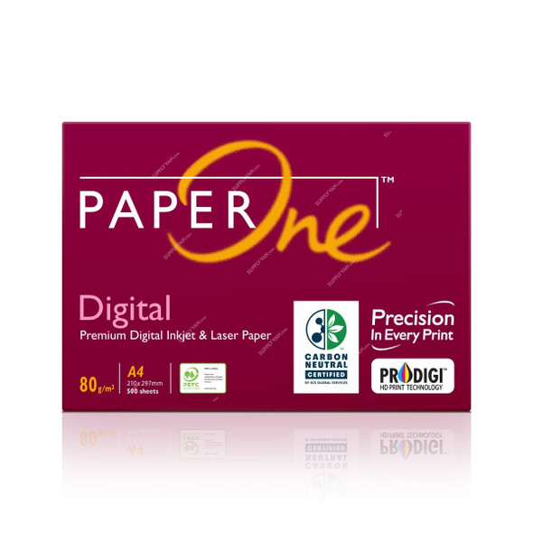 PaperOne Digital Carbon Neutral Premium Copy Paper, P1D80A4R, A4, 80 GSM, 500 Sheets/Pack