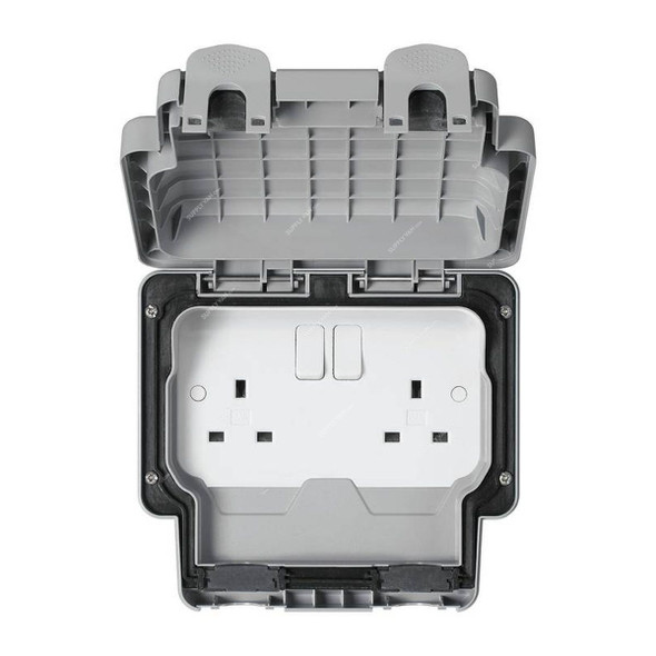 Schneider Electric Weatherproof Double Switched Socket, IP66, 2 Gang, 13A