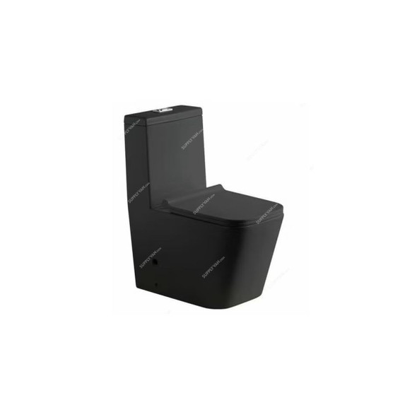 Sonet Single-Piece S-Trap Water Closet, 1062, Quadra, Ceramic, 81CM Height x 69CM Width x 36CM Length, Matt Black