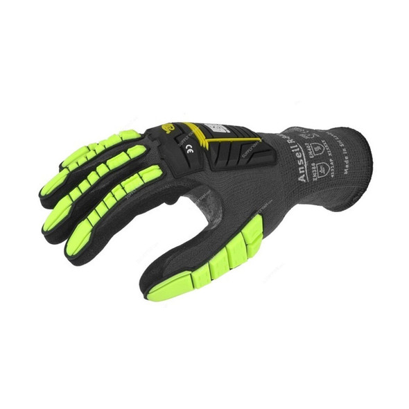 Ringers Light Duty Nitrile Coated Knitted Gloves, R840, Size12, Black/Green
