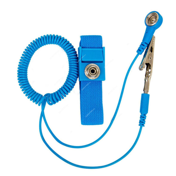 Anti Static Wrist Band, W0000012, 10MM Snap Size, 1.8 Mtrs Cord Length, Blue