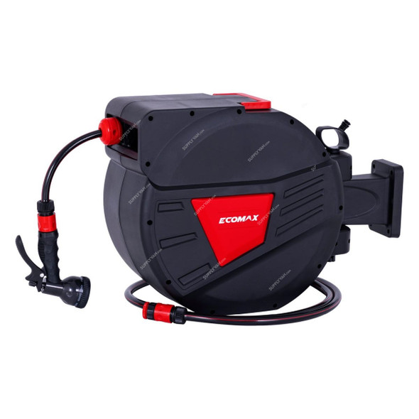 Ecomax Retractable Garden Hose Reel With Adjustable Wall Mount, EMHR053006, 30 Mtrs Length