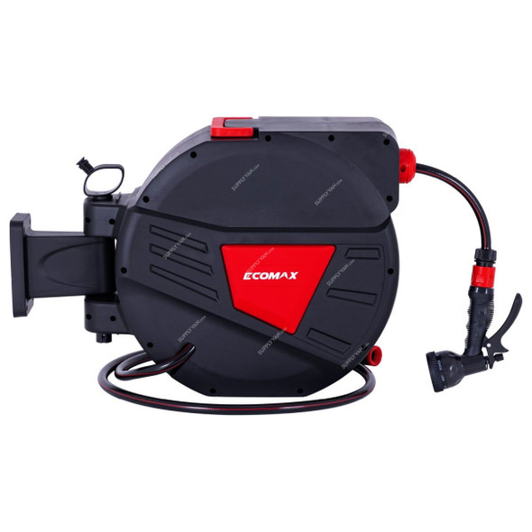 Ecomax Retractable Garden Hose Reel With Adjustable Wall Mount, EMHR053006, 30 Mtrs Length