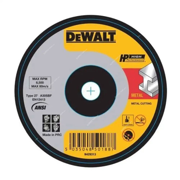 Dewalt Metal Cutting Wheel, DWA45221A-AE, 3MM Thk, 22.23MM Bore Dia x 125MM Disc Dia