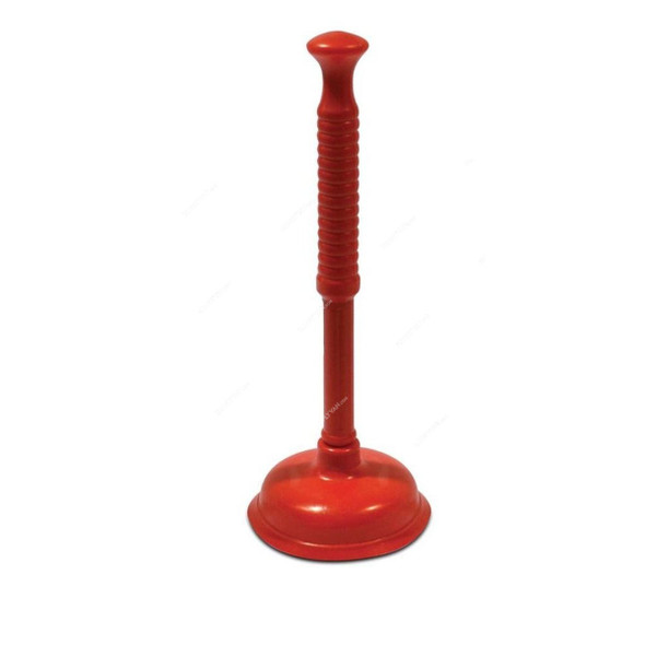 Akc Toilet Plunger With Plastic Handle, TP06, Rubber, 45CM Length, Red