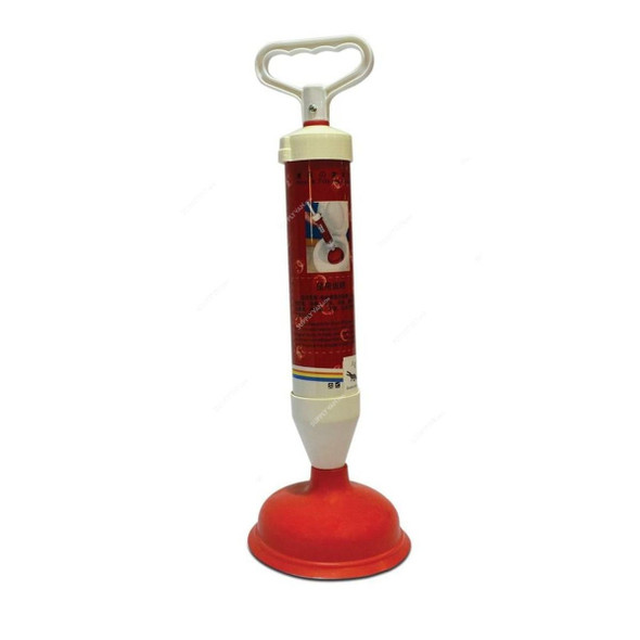Akc Heavy Duty Toilet Suction Pump, TP04, Rubber/Plastic, 48CM Length, Beige/Red