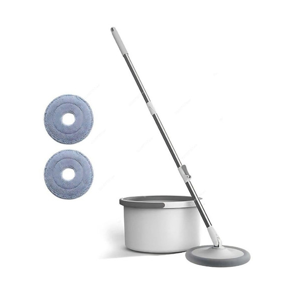 Akc Spin Mop and Bucket Set, MB06, Plastic, 2.5 Ltrs, Grey