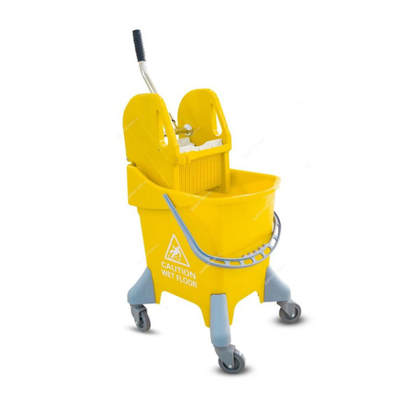 Akc Mop Bucket With Deluxe Wringer, BT10Y, Plastic, 25 Ltrs, Yellow