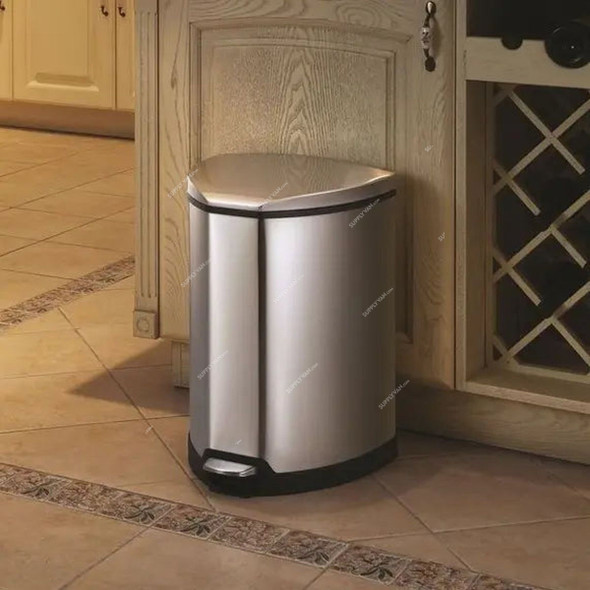 Eko Fingerprint Resistant Pedal Trash Bin, EK-9209-12L, Grace, Stainless Steel, 12 Ltrs, Silver