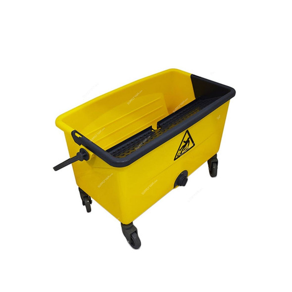 Akc Cleaning Bucket With Wheels, BT04, Plastic, 25 Ltrs, Yellow