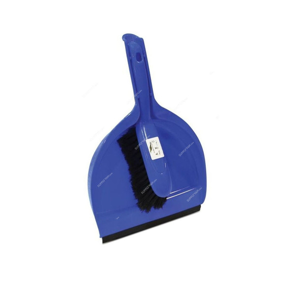 Akc Dustpan and Brush Set, DP05B, Plastic/Rubber, Blue