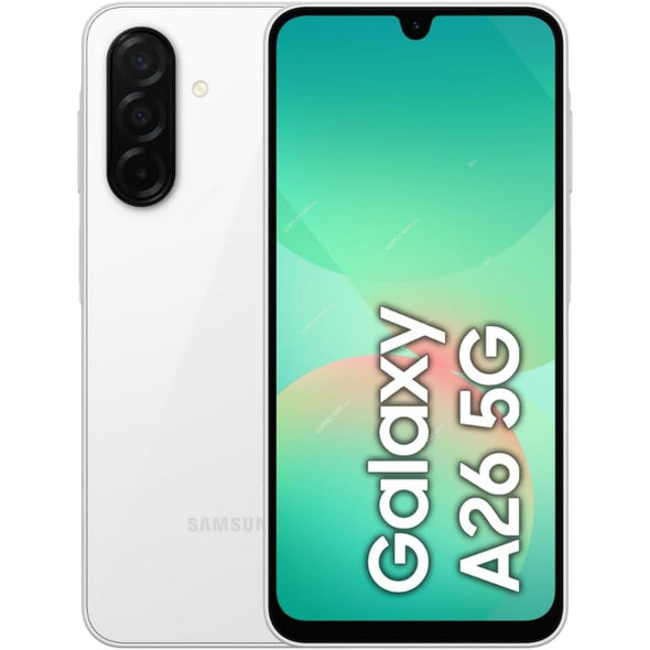 Samsung Galaxy A26 5G Android Smartphone, ‎SM-A266BI, 6.7 Inch Display, 6GB RAM, 128GB Storage, 50MP, White