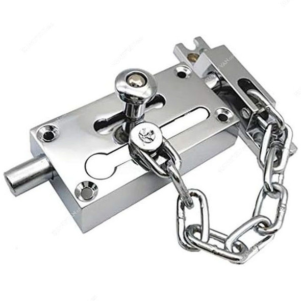 Robustline Door Chain Guard Lock with Double Locking System, BT-0010C, Stainless Steel, Chrome Plated