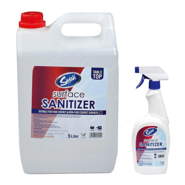 Swish Antibacterial Disinfectant Multipurpose Surface Sanitizing Liquid With 800ML Spray Bottle, 5 Ltrs