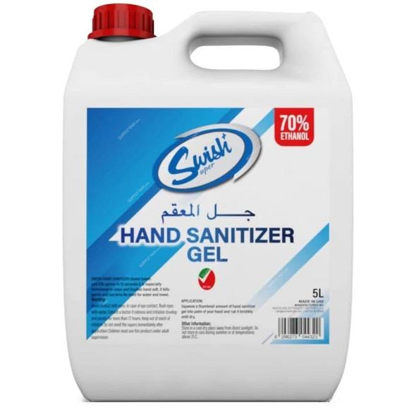 Swish Hand Sanitizer Gel With Moisturizer, WLLG1L-FM, 5 Ltrs