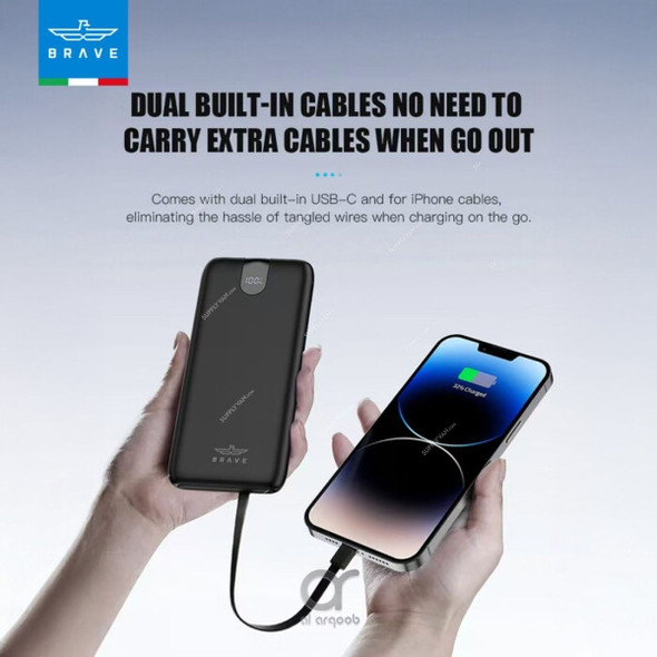 Brave 4 In 1 Slim Power Bank Station, BP-27, Type-C, 21-40W, 10000mAh, Black