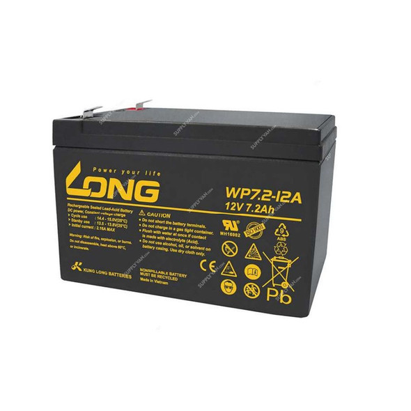 Long Rechargeable Sealed Lead Acid Battery, WP7-2-12A, 12V, 7.2Ah Long Rechargeable Sealed Lead Acid Battery, WP7-2-12A, 12V, 7.2Ah
