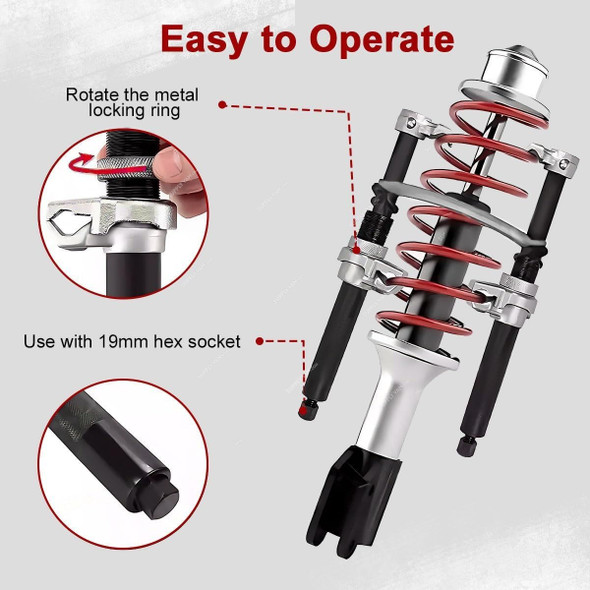 Heavy Duty Auto Suspension Coil Spring Compressor Tool, MCAR240830, 27CM Jaw Opening, 1000 Kg Load Capacity Heavy Duty Auto Suspension Coil Spring Compressor Tool, MCAR240830, 27CM Jaw Opening, 1000 Kg Load Capacity