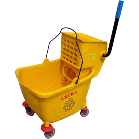 Swish Commercial Cleaning Mop Bucket Trolley With Wheels and Deluxe Wringer, Plastic, 32 Ltrs, Yellow Swish Commercial Cleaning Mop Bucket Trolley With Wheels and Deluxe Wringer, Plastic, 32 Ltrs, Yellow