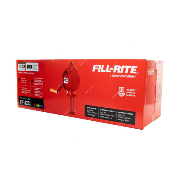 Fill-Rite Rotary Hand-Operated Fuel Transfer Pump, FR112CL, Aluminium, 38 Ltrs/100 Revs Flow Rate