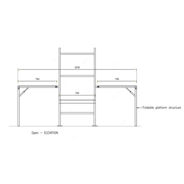 Customized Fabricated Platform Ladder With Foldable Sides and Rear Wheels, 2 Steps Customized Fabricated Platform Ladder With Foldable Sides and Rear Wheels, 2 Steps