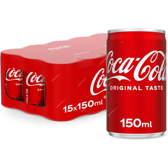 Coca-Cola Original Taste Carbonated Soft Drink Can, 150ML, 15 Pcs/Pack