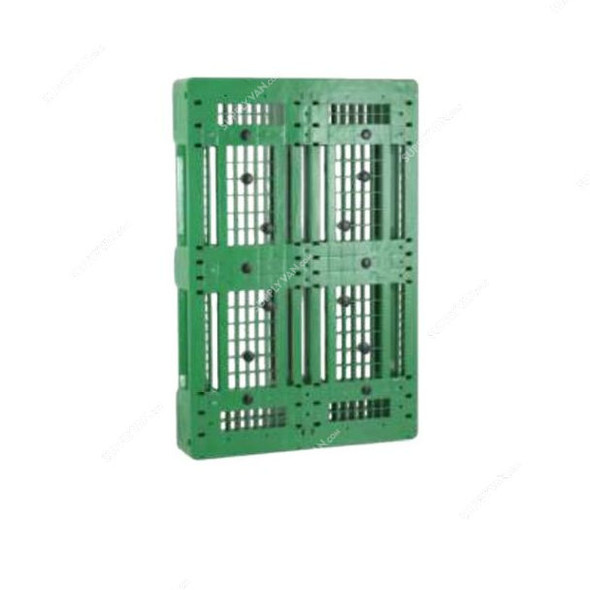 3 Runner Euro Pallet with Screen Printing, CC3R02-1208, HDPE/Polypropylene, 150MM Height x 800MM Width x 1200MM Length, Green/Blue