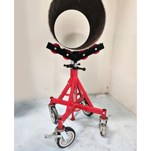 Macstroc Fabricator Stand With Roller Head and Caster, MFRC36, 4-36 Inch Pipe Capacity, 1135 Kg Loading Capacity