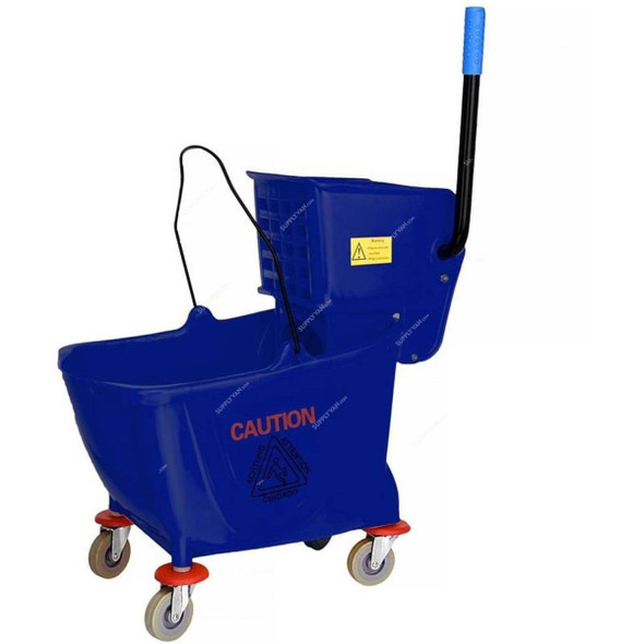 Akc Heavy Duty Mop Bucket With Deluxe Wringer, BT03B, Plastic, 32 Ltrs, Blue