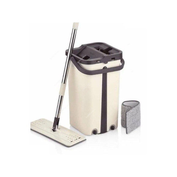 Akc Flat Mop Bucket With Refill, MB27, Plastic, 5.5 Ltrs, Light Beige