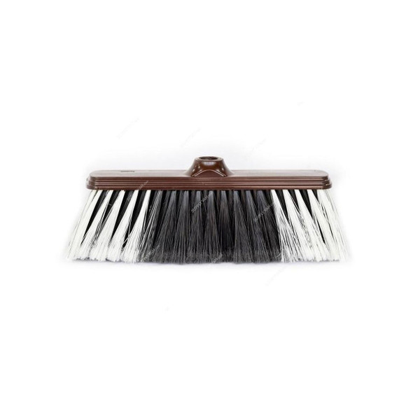 Akc Soft Broom With 130CM Metallic Handle, SB11+BH05W, Plastic, 5CM Height x 25CM Length, Black/White