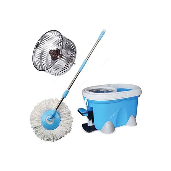 Akc Spin Mop Bucket With Rotating Pedal, MB10, Plastic, 25 Ltrs, Blue/White