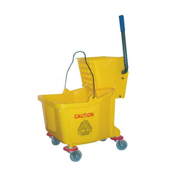 Akc Mop Bucket With Wringer, BT14Y, Plastic, 24 Ltrs, Yellow