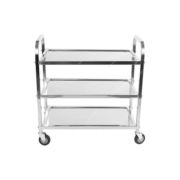Akc 3 Tier Heavy Duty Storage Cart With Wheels, ST13S-2, 86CM Height x 40CM Width x 75CM Length, Silver