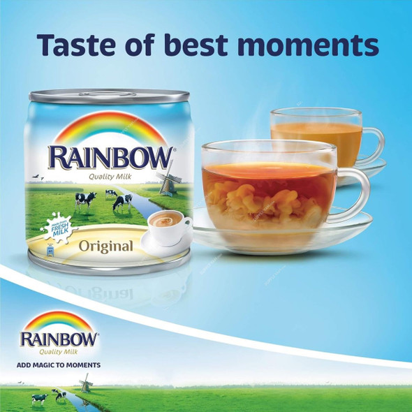 Rainbow Original Vitamin D Evaporated Liquid Milk, 170GM, 96 Pcs/Pack