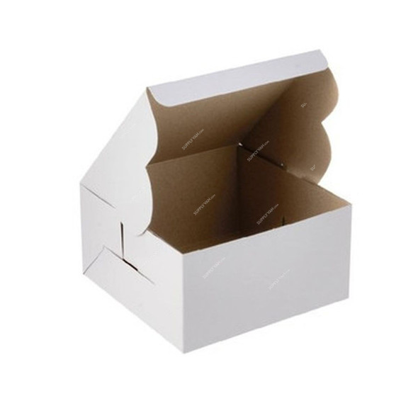 Hotpack Bakery Cake Box, 8CM Height x 15CM Width x 15CM Length, White, 5 Pcs/Pack