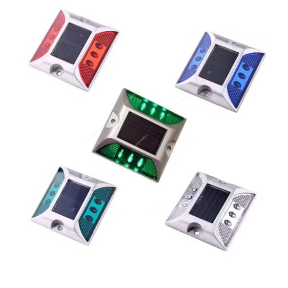 LED Solar Road Stud, Aluminium, 2.5CM Height x 10.5CM Width x 12.5CM Length, Green