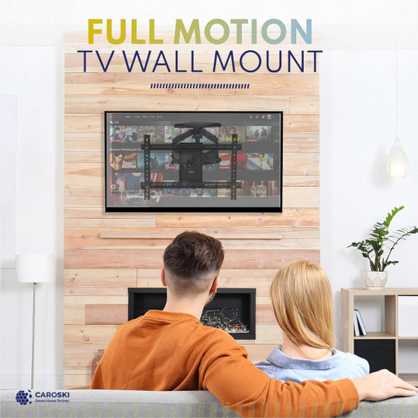 Caroski Full Motion TV Wall Mount For 40-85 Inch, Alloy Steel, 68.2 Kg Weight Capacity
