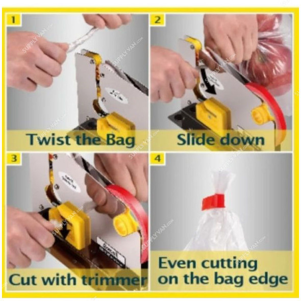 Excell Bag Neck Sealing Dispenser, ET-606STK, Stainless Steel/Polyethylene, 3 Inch Core