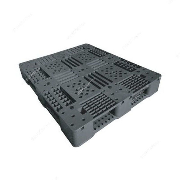 5 Runner Heavy Duty Flat Pallet, HDPE/Polypropylene, 160MM Height x 1000MM Width x 1200MM Length, Black