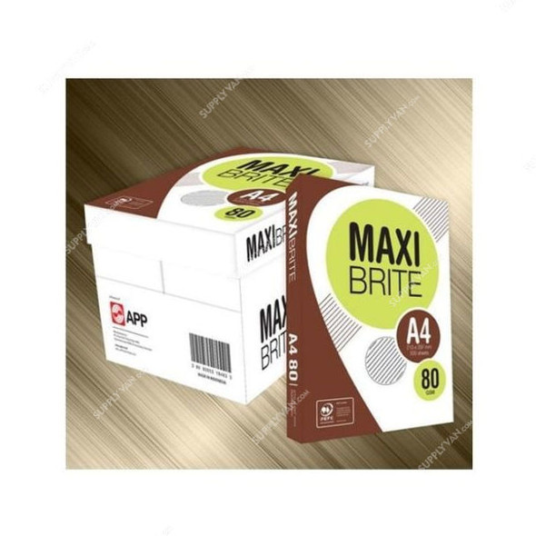 Maxi Brite Copy Paper, A4, 80 GSM, 500 Sheets, White, 5 Ream/Box