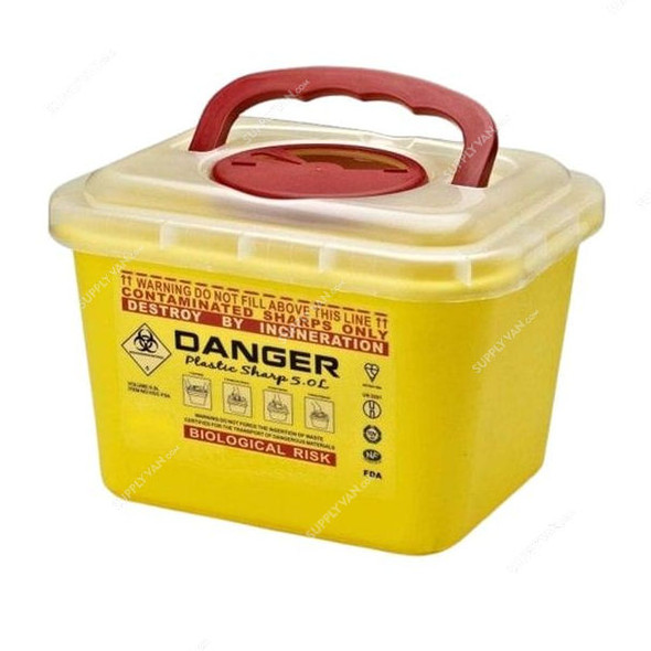 Dailymag Sharp Container, DMS-F05A, 16.5CM Height x 20CM Width x 24.5CM Length, 5 Ltrs, Yellow